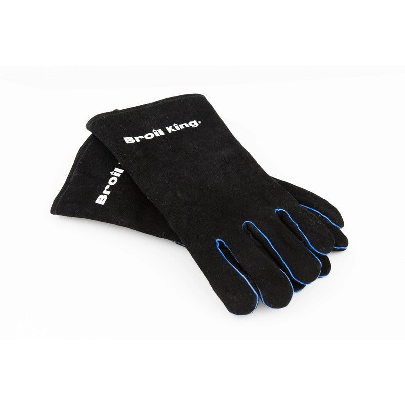 Broil King Leather Heavy Duty Grilling Gloves, Black & Blue
