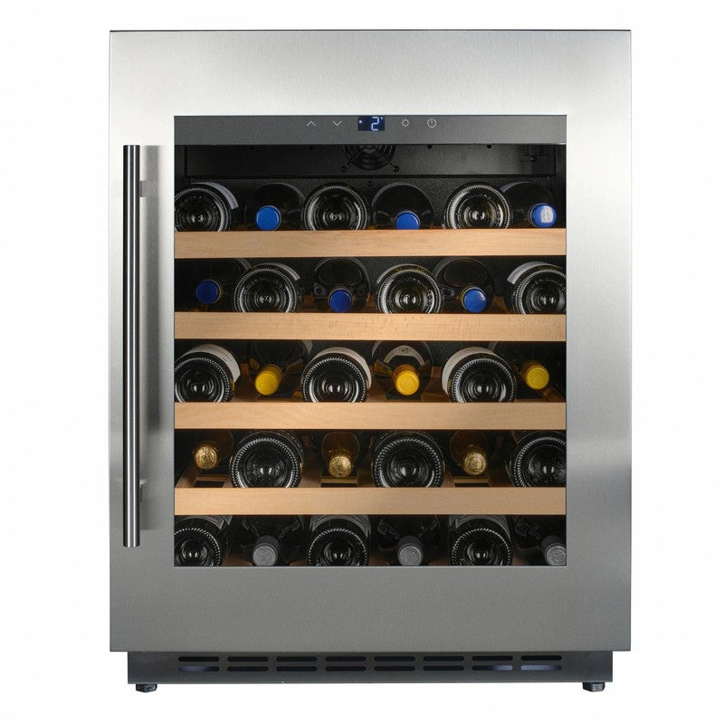 CELLA Kitchenline Stainless Steel Undercounter Wine Cooler 600mm, Stainless Steel