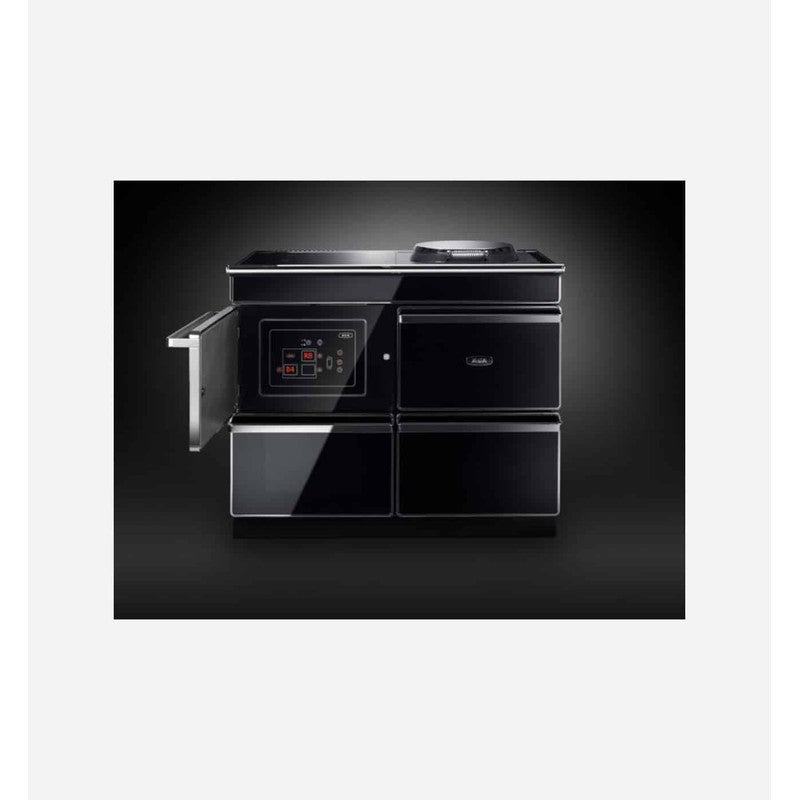 Aga ERA 110 Cast Iron Electric Cooker with Induction Hob, Black with Polished Chrome Trim