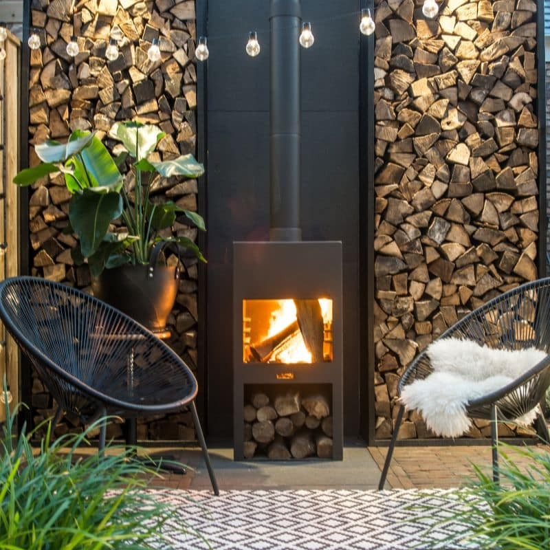 Adezz Forno Stig Coated Steel Outdoor Fireplace, Black