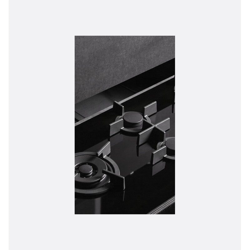 V-Zug GAS951GSAZ Cast Iron Natural Gas Hob 90cm, Black Mirror Glass