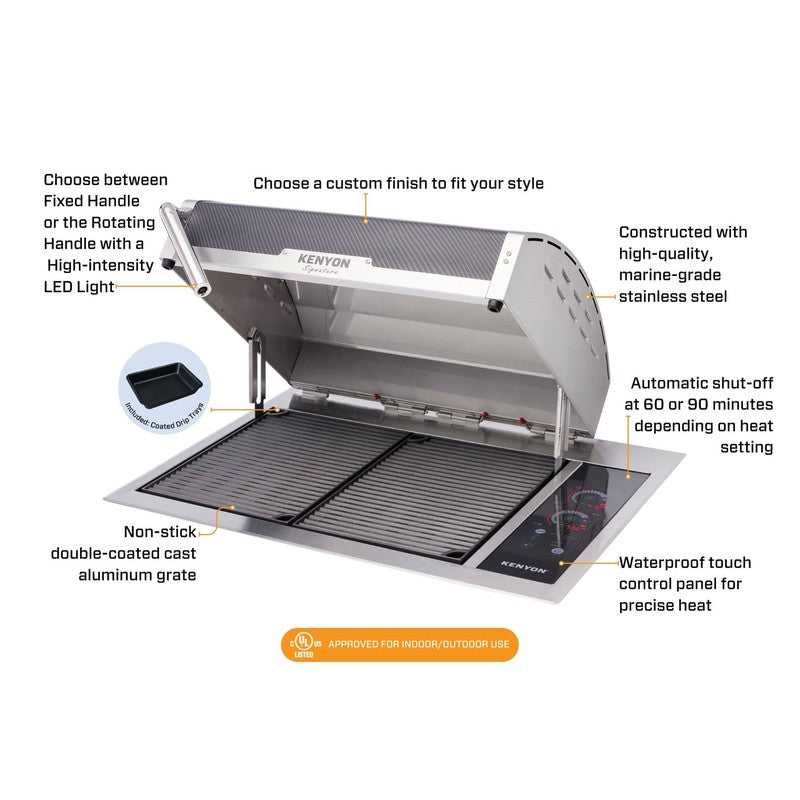 Kenyon Signature Built-In Electric Grill with Two Coated Drip Trays