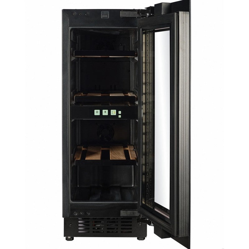 CELLA Kitchenline Wine Cooler 18 Bottle, Black Glass