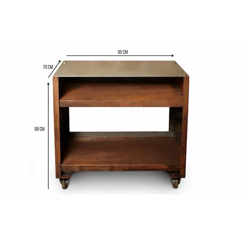 Somerset Grills Worktop Unit Stainless Steel & Cor-Ten Steel Outdoor Kitchen Unit, 95cm x 70cm