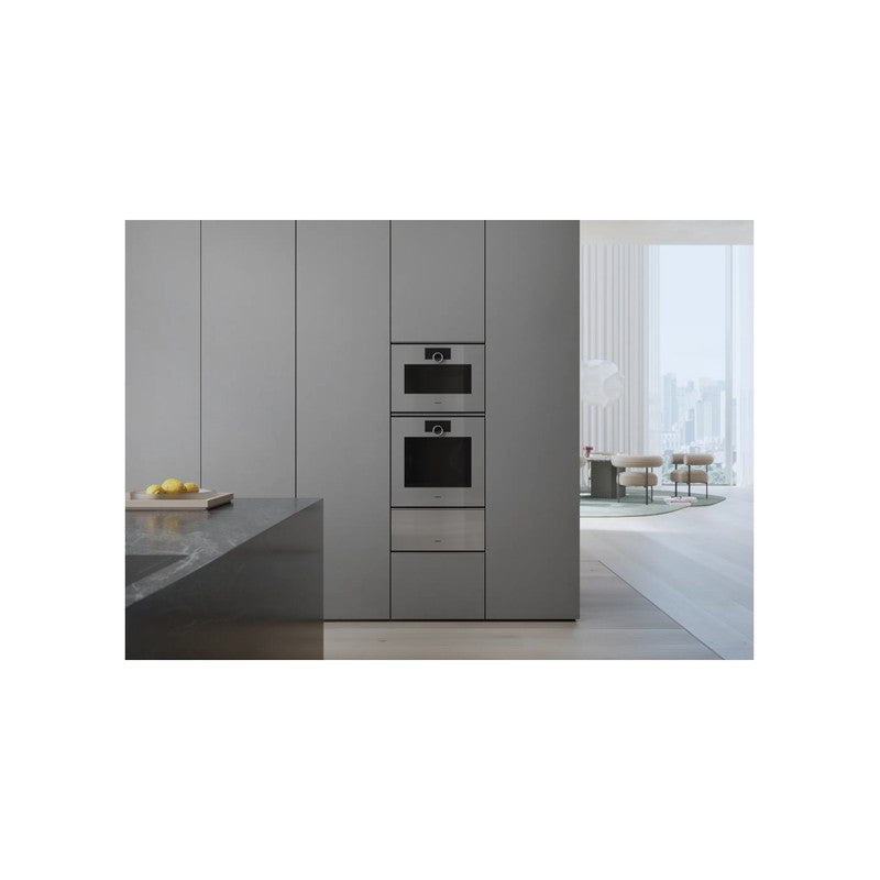 Gaggenau Minimalistic Series GO241130 60cm Sterling Built-In Single Oven, Left Hand Hinge