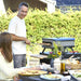 Cozze Table with Pull Out Stainless Steel Outdoor Table with Pull-Out Prep Shelf & Tool Hooks