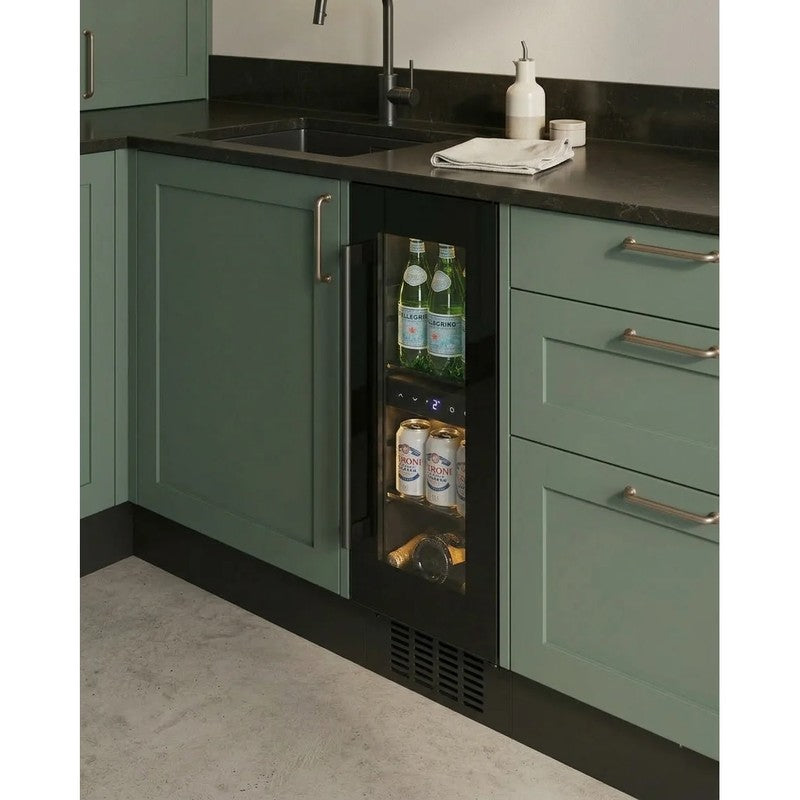 CELLA BV18-BH 300mm Undercounter Drinks Fridge, Black Glass