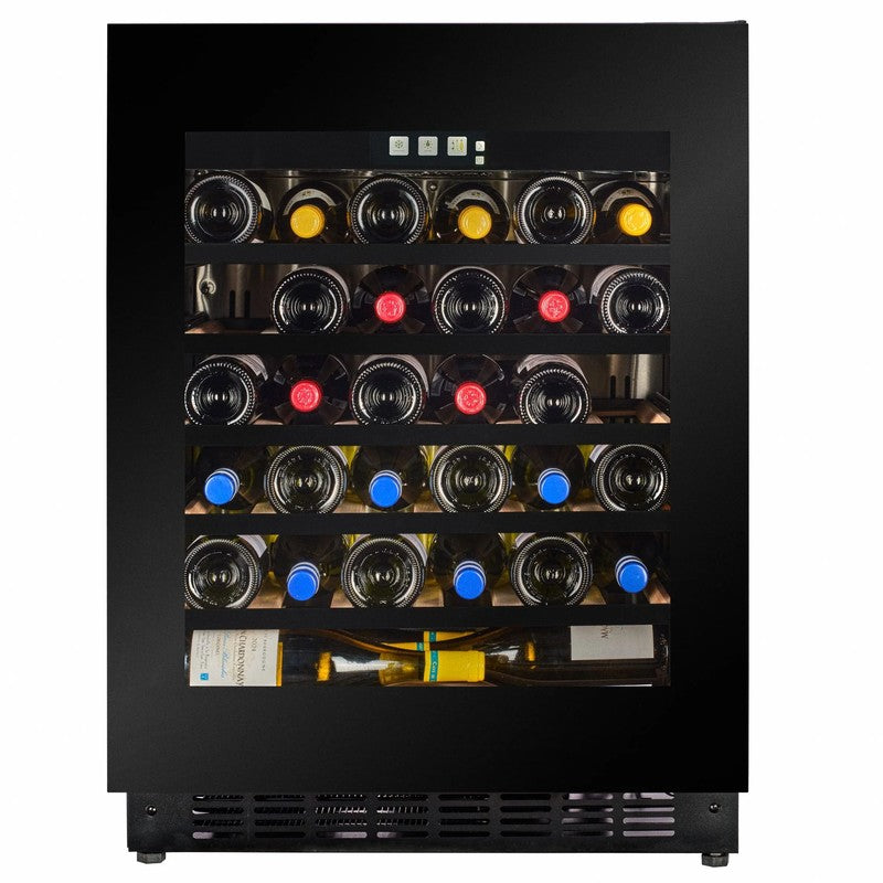 CELLA Kitchenline Shallow Wine Fridge 45cm Depth, Black Glass