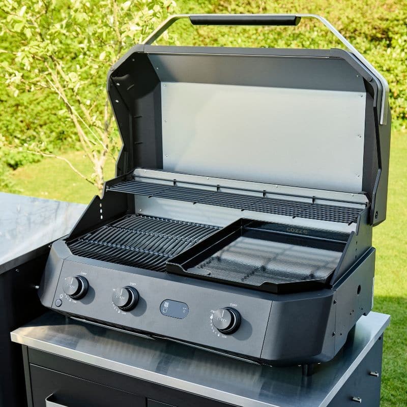 Cozze G-800 Combo Stainless Steel Gas Plancha Grill with Warming Rack