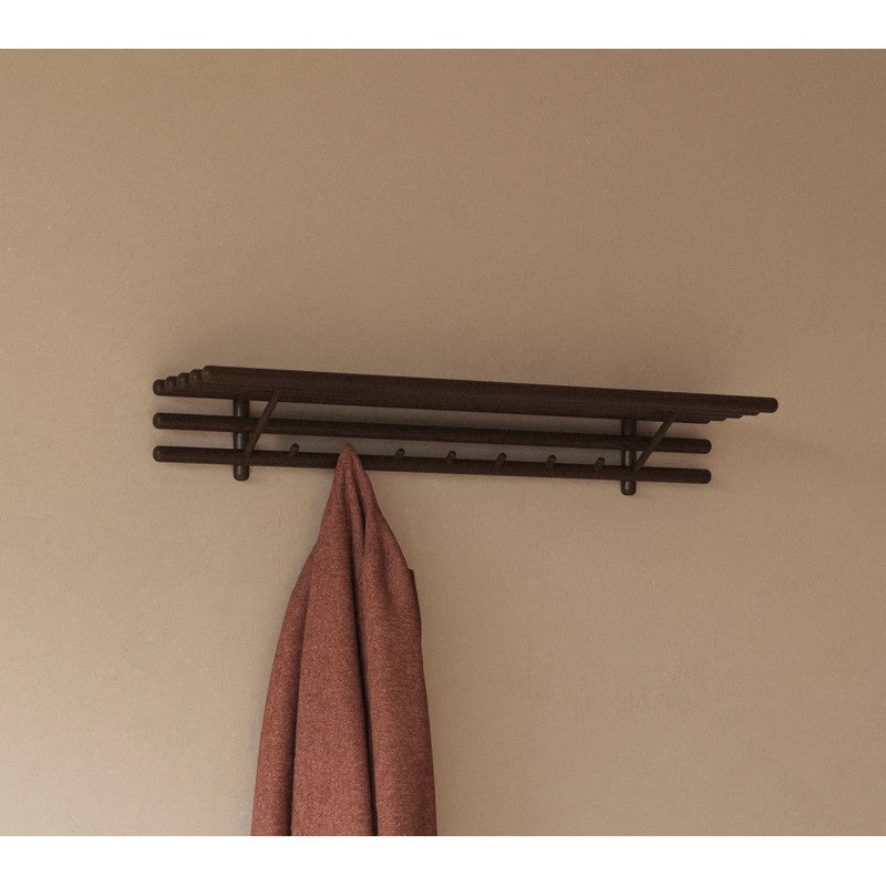Sticks Coat Rack with Hat Shelf, Dark Brown