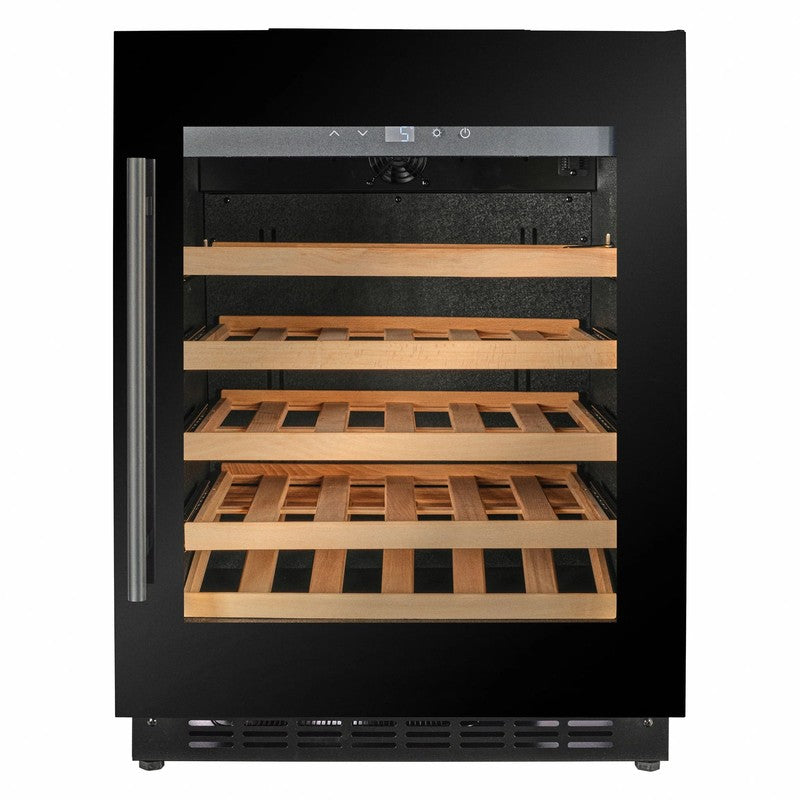 CELLA W40-BH Undercounter Wine Cooler 600mm, 38 Bottle, Black Glass