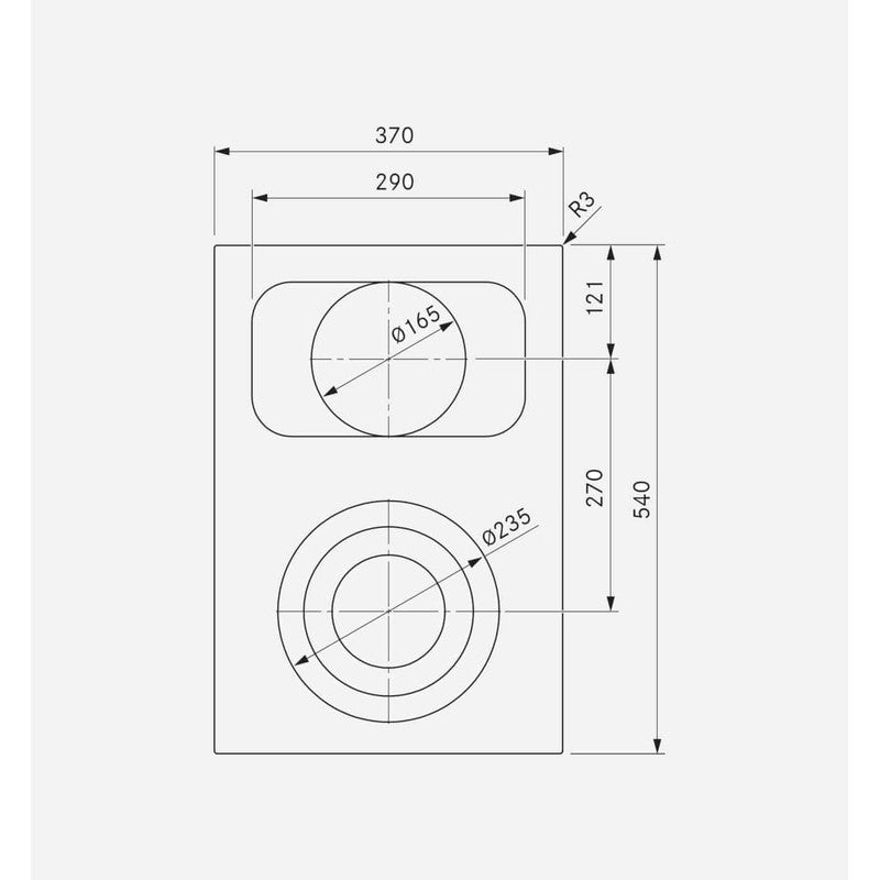Bora PKCB3 37cm Ceramic Pro HiLight Cooktop 3-Ring/Roaster Hob