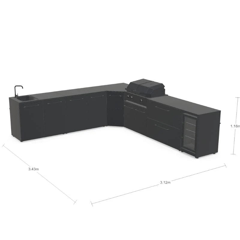 Cozze Elements Modular Outdoor Kitchen L-Shape with Grill, Storage, Fridge & Sink