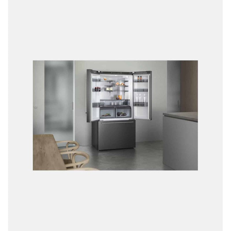 Gaggenau 200 Series RY295350 Stainless Steel French Door Bottom Freezer 90.5cm, Black