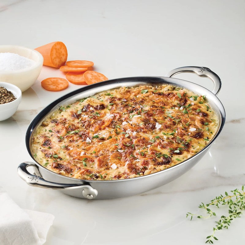 Hestan Provisions Stainless Steel Oval Gratin Dish, Mirror-Polish Finish