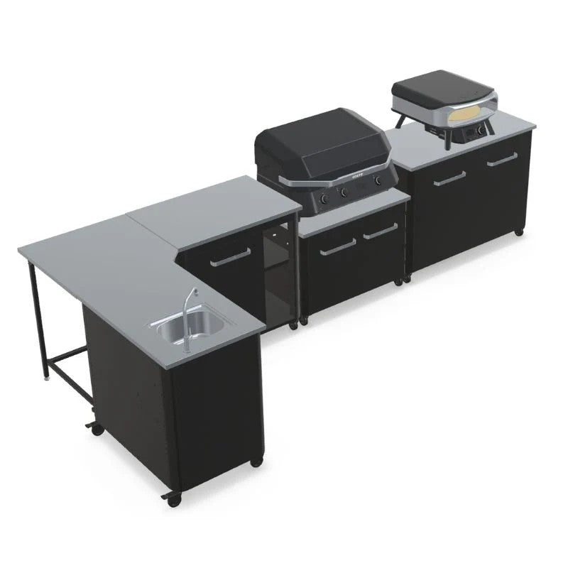 Cozze Modular Outdoor Kitchen Stainless Steel L-Shaped with Gas Grill, Sink & Storage