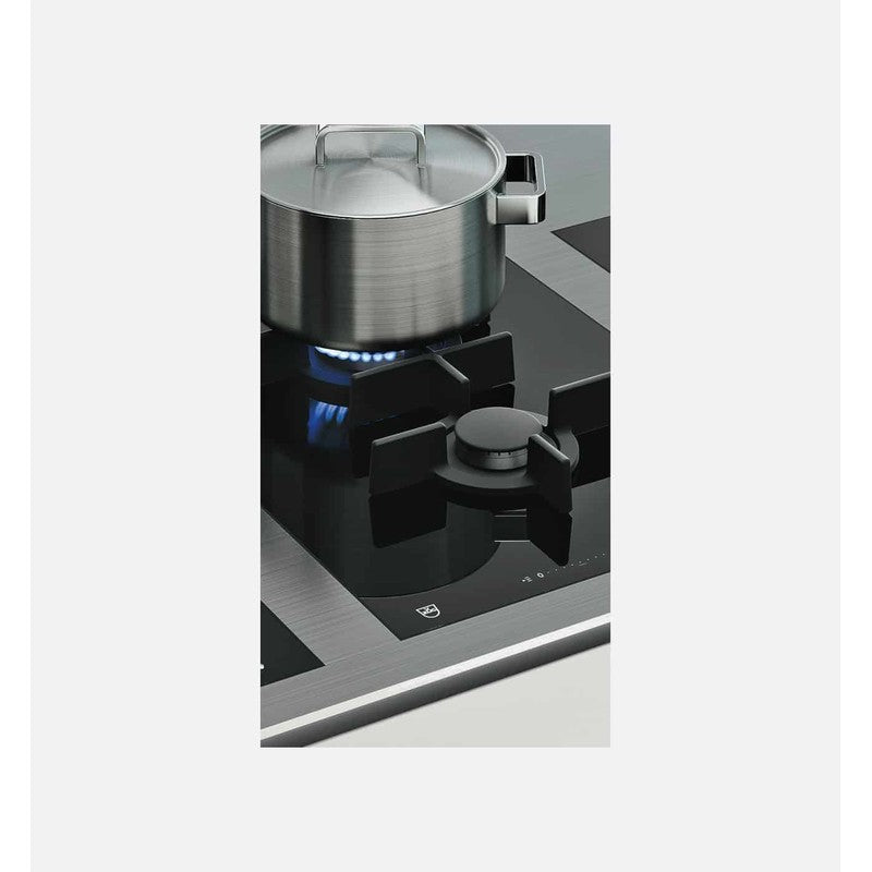 V-Zug GAS421GSBZ 40cm Cast Iron Natural Gas Hob, Black Mirror Glass