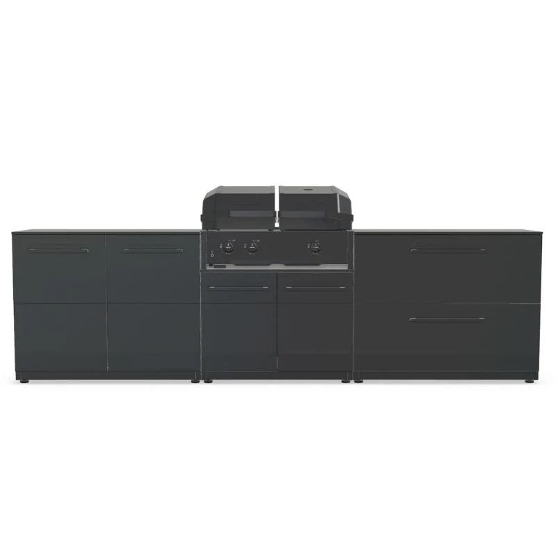 Cozze Elements Modular Outdoor Kitchen with Quattro 900 Grill & Storage, Matte Black