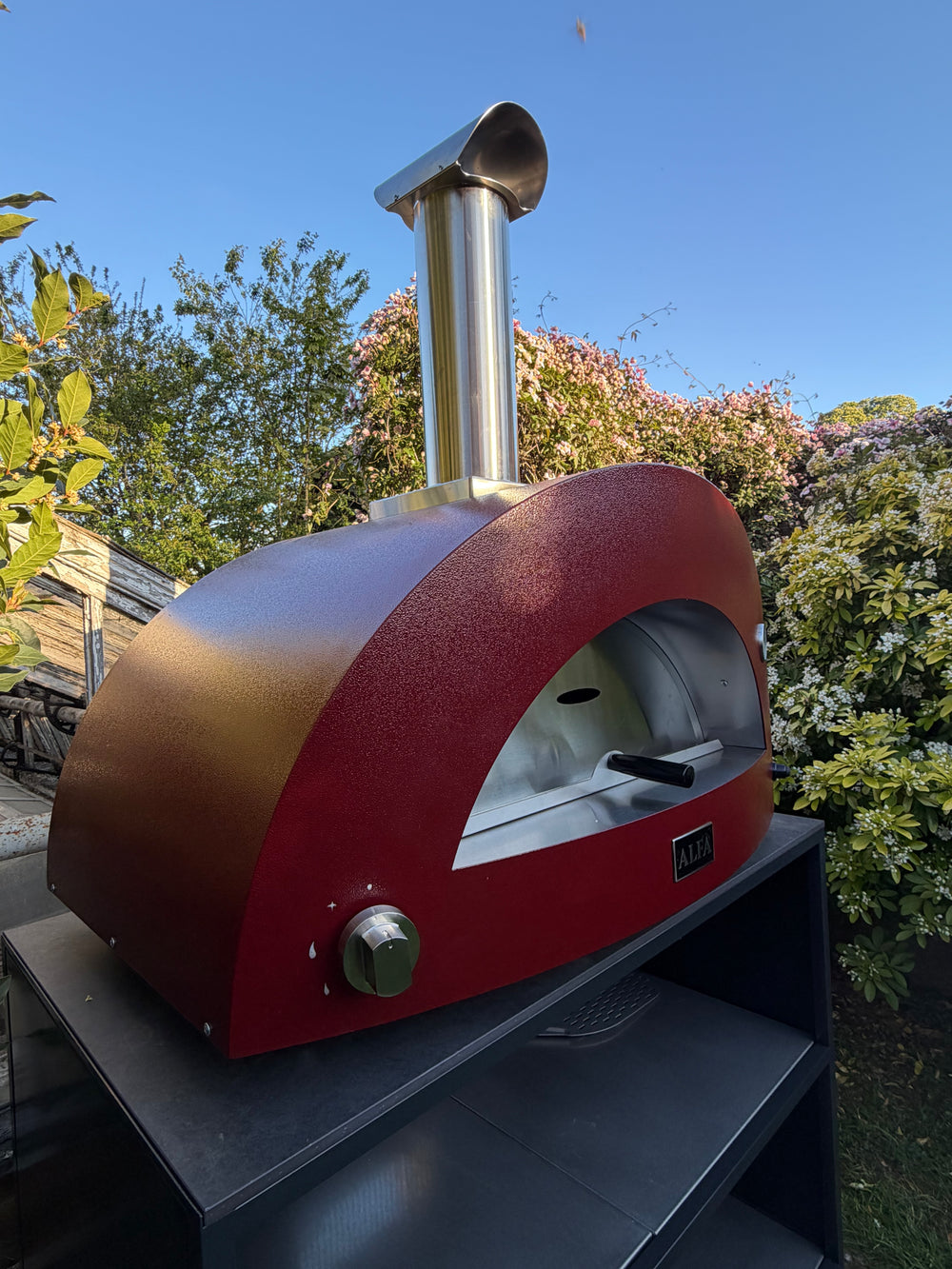 Alfa Forni Moderno 5 Pizze Wood Pizza Oven in Antique Red