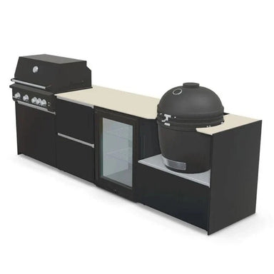 Fontana Ignes Stainless Steel Outdoor Kitchen with 4 Burner Grill, Kamado & Fridge