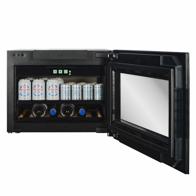 CELLA BVI-17B-TO Push To Open Integrated Beverage Fridge 37L, Black Glass