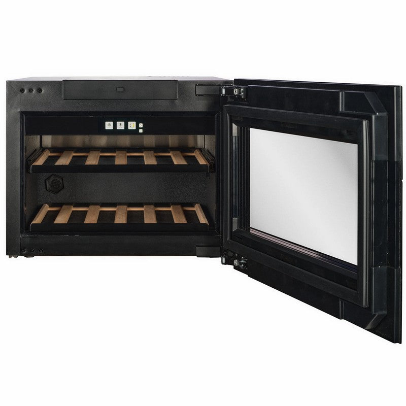 CELLA WI-17B-TO Push To Open Integrated Wine Fridge 17 Bottle, Black Glass
