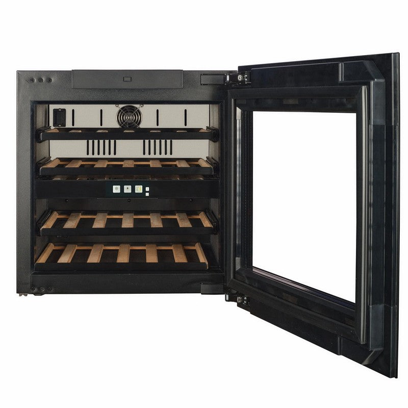 CELLA WI-24B-TO Integrated Wine Cooler 24 Bottle, Black Glass