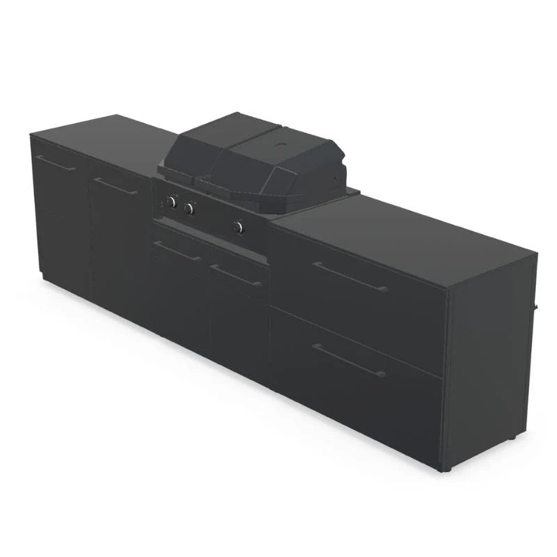 Cozze Elements Modular Outdoor Kitchen with Quattro 900 Grill & Storage, Matte Black