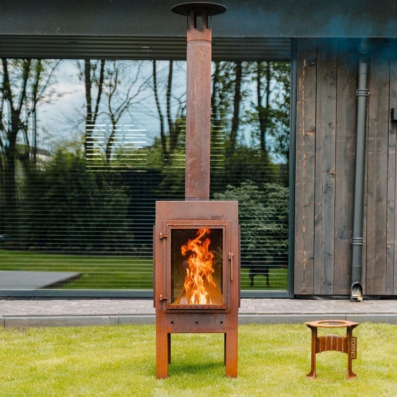 Adezz Forno DIGNA Corten Steel Outdoor Fireplace with Front Door