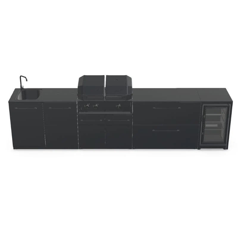 Cozze Elements Modular Outdoor Kitchen with Gas Grill, Storage, Fridge & Sink, Matte Black