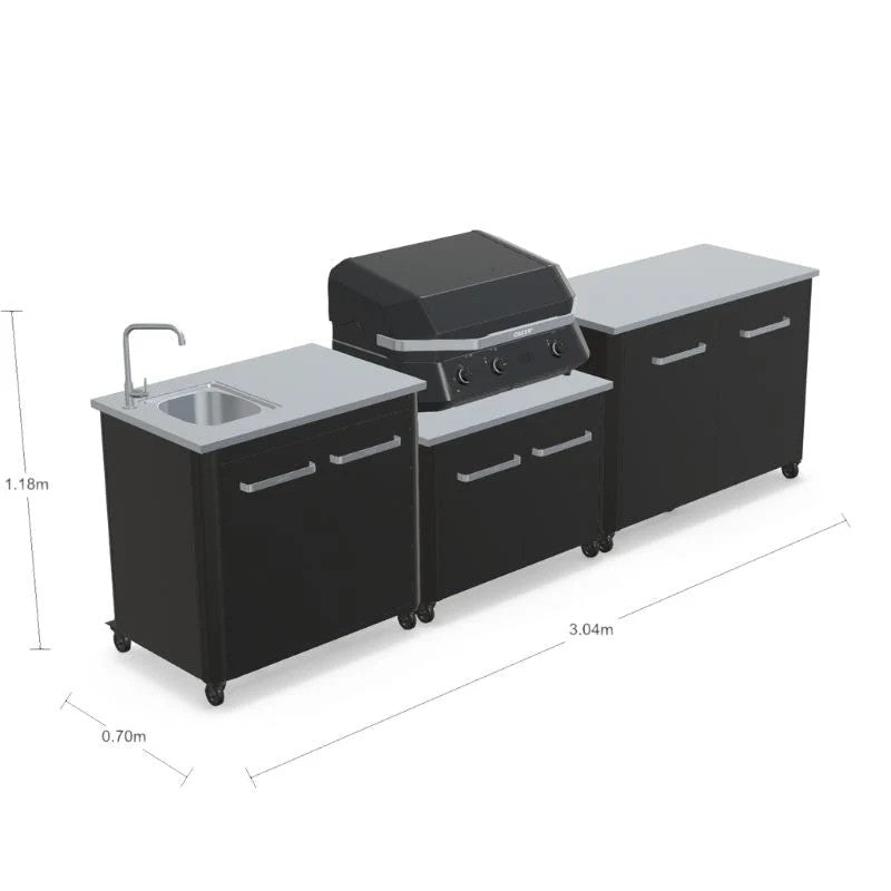 Cozze Modular Outdoor Kitchen Steel with Gas Grill, Storage & Sink