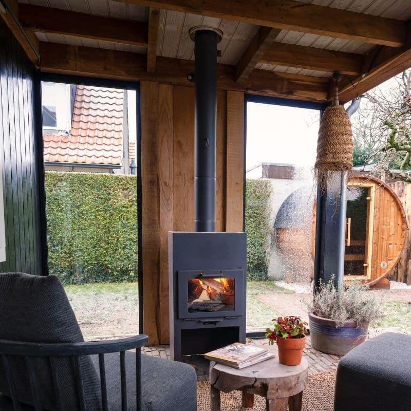 Adezz Forno Stig Coated Steel Outdoor Fireplace, Black