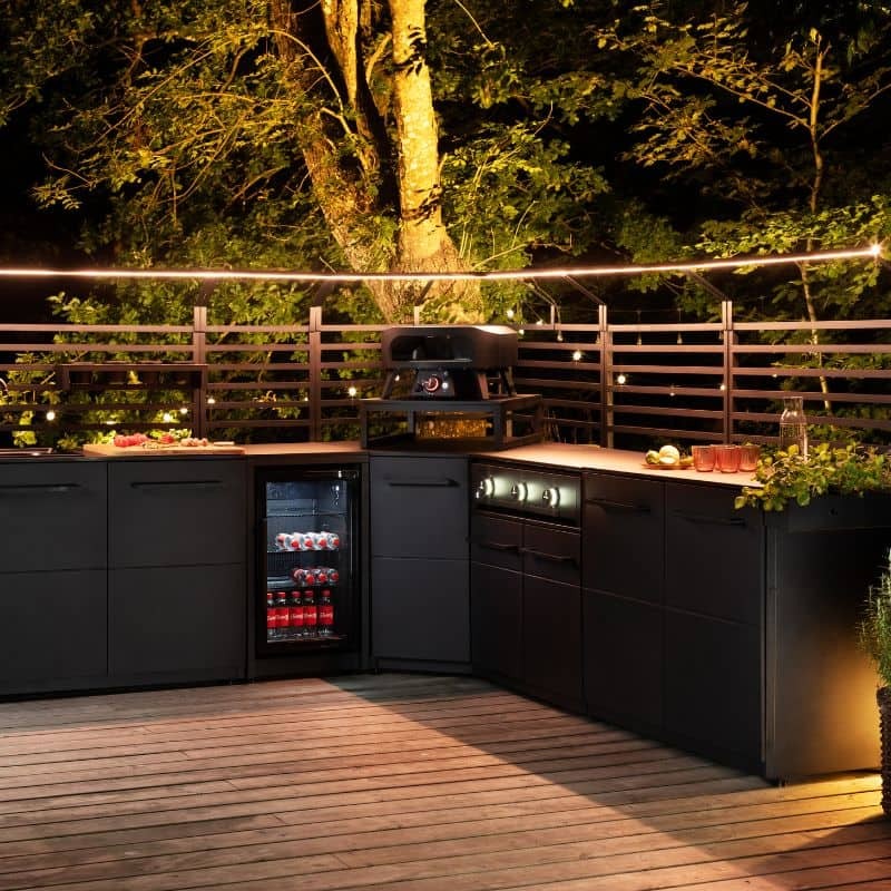 Cozze Elements Zinc-Plated Steel Outdoor Kitchen Fridge Module, Matte Black