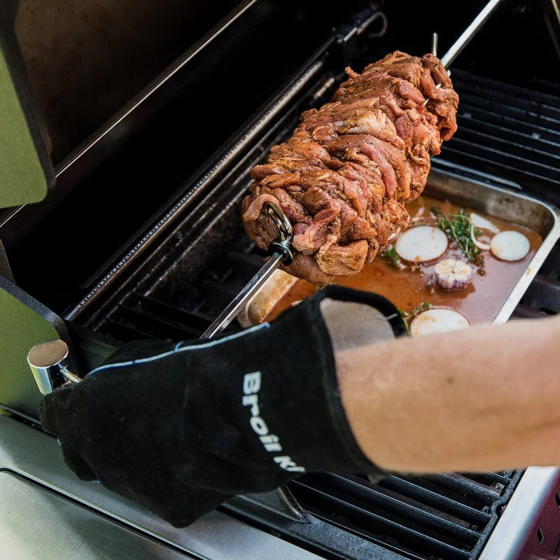 Broil King Leather Heavy Duty Grilling Gloves, Black & Blue