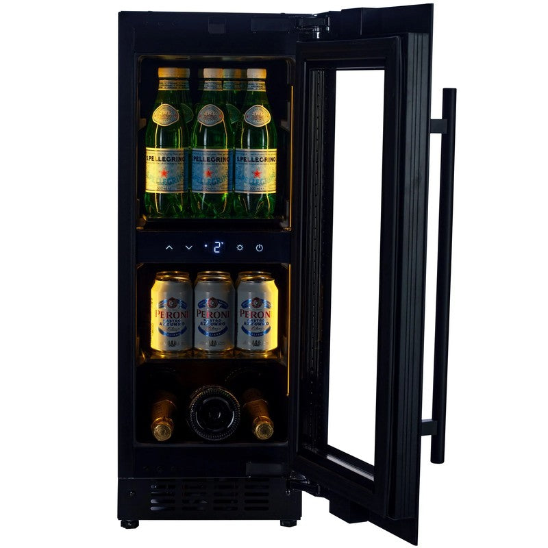 CELLA BV18-BH 300mm Undercounter Drinks Fridge, Black Glass