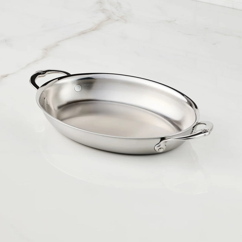 Hestan Provisions Stainless Steel Oval Gratin Dish, Mirror-Polish Finish