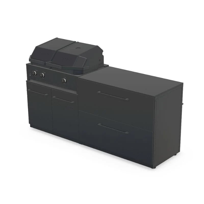 Cozze Elements Modular Outdoor Kitchen with Quattro 900 Grill & Storage, Matte Black