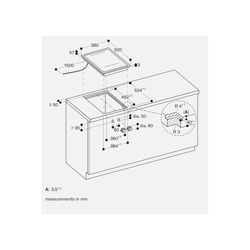 Gaggenau 400 Series VI422115 Stainless Steel Vario Flex Induction Cooktop 38cm, Black