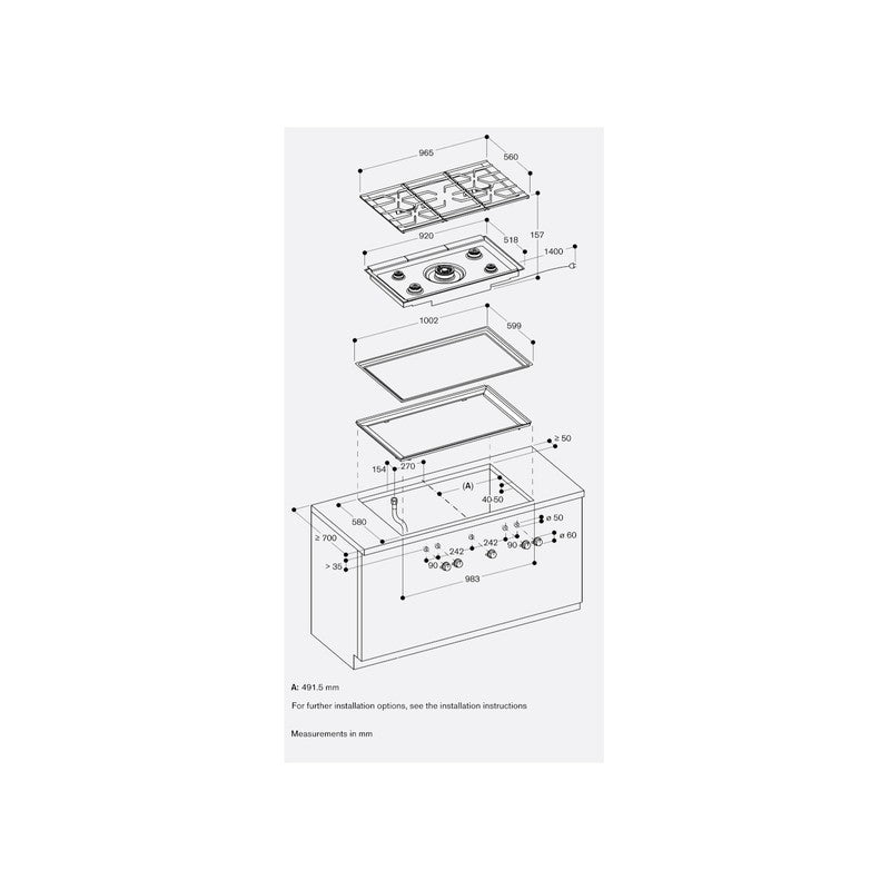 Gaggenau 400 Series CG492211 Cast Iron Natural Gas Cooktop 100cm