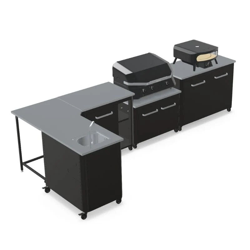 Cozze Modular Outdoor Kitchen Stainless Steel L-Shaped with Gas Grill, Sink & Storage