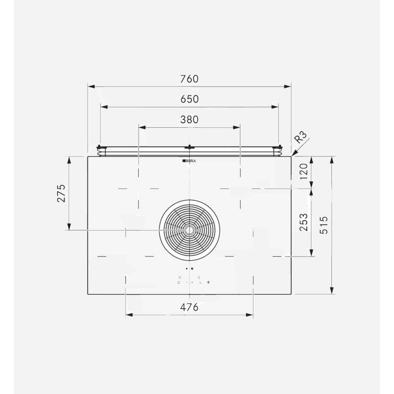 Bora BHU Ceramic Venting Hob 76cm, Hyper Black