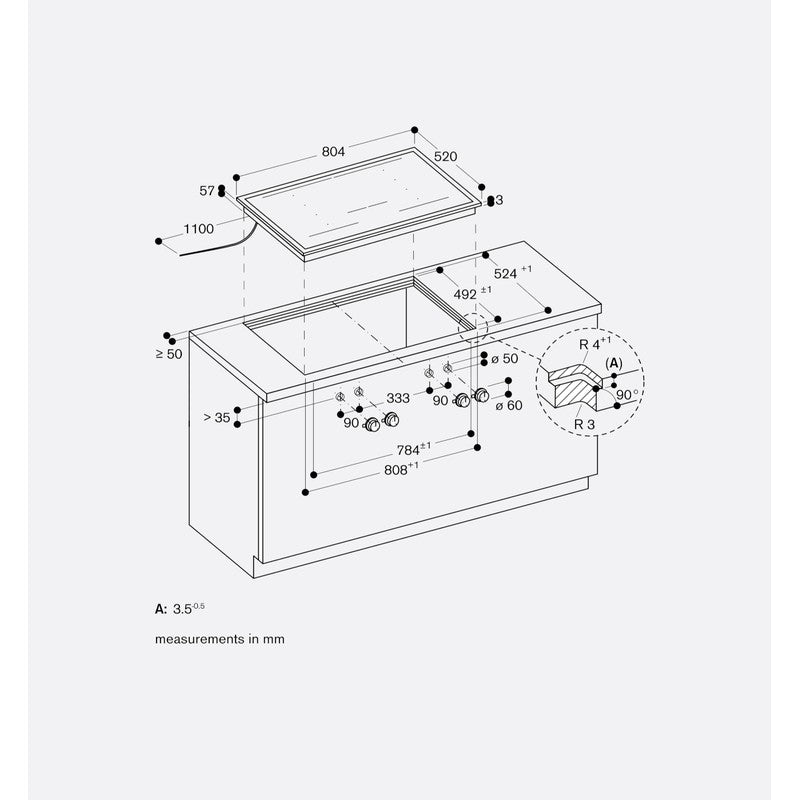 Gaggenau 400 Series VI482115 Stainless Steel Induction Cooktop 80cm, Black