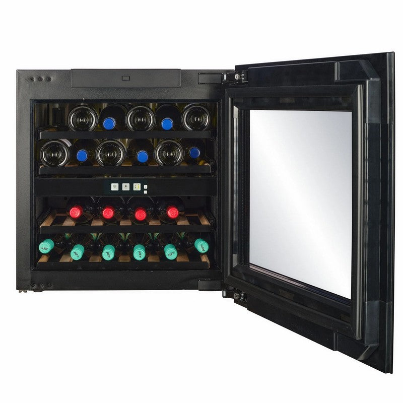 CELLA WI-24B-TO Integrated Wine Cooler 24 Bottle, Black Glass