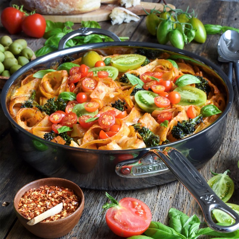 Hestan NanoBond Titanium Stainless Steel Saute Pan with Lid