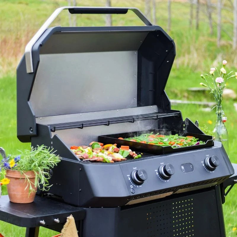 Cozze G-800 Combo Stainless Steel Gas Plancha Grill with Warming Rack