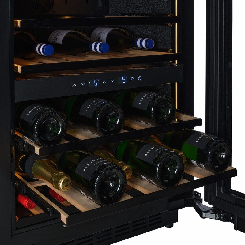 CELLA W34B-TO Undercounter Wine Cooler 36 Bottle, Black Glass