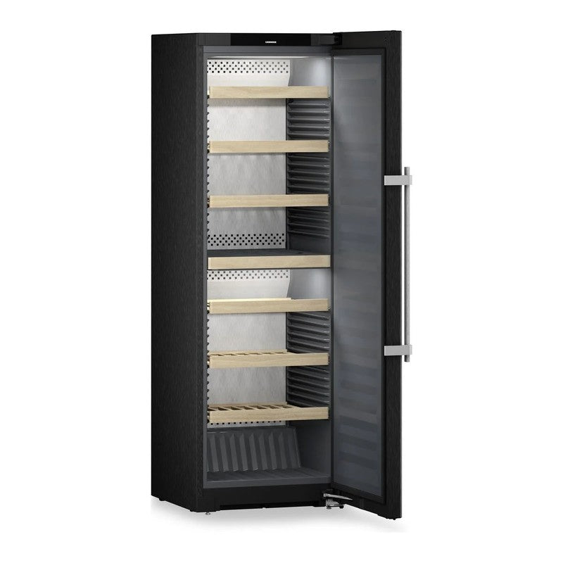 Liebherr Vinidor WSbsi 5252 155 Bottle 2-Zone Freestanding Wine Cabinet, Black Steel