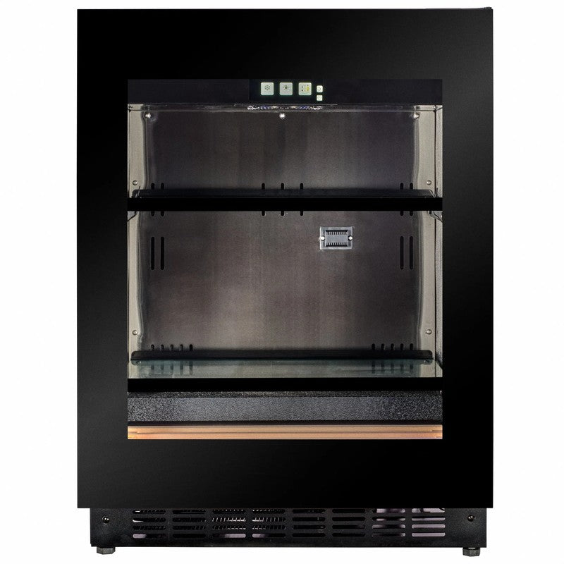 CELLA KITCHENLINE BV30B-TO Shallow Drinks Fridge 60cm Undercounter, Black Glass