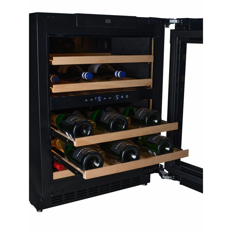 CELLA W34-BH Undercounter Wine Cooler 36 Burgundy Bottles, Black Glass