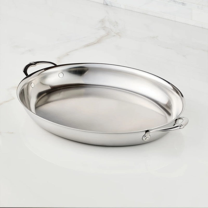 Hestan Provisions Stainless Steel Oval Gratin Dish, Mirror-Polish Finish